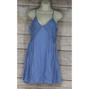 Umgee Womens Size Medium Sleeveless Tunic Top Blouse Shirt Baby Blue Lace